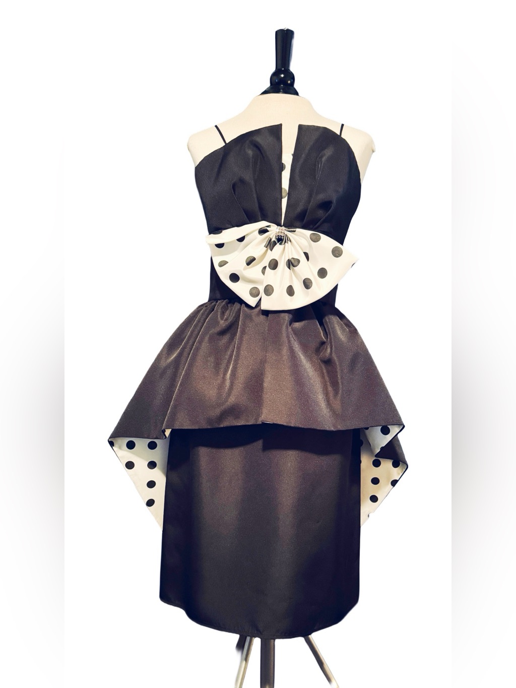 Vintage Black White Polka Dot Dress By Huey Waltzer Darcy